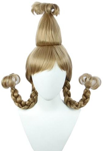 Linfairy Weihna chtsmädchen Perücke mit Drahtgeflechten Halloween Cosplay Kostüm Perücke für Frauen