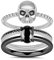 GNOCE Stapelbarer Schädel Ring 3-teilig 925er Sterling Silber Schwarz Plattiert Jemanden zum Lieben Ringe Set Mode Versprechen Ewigkeit Solitaire Ringe für Frauen Männer (Schwarz, 54 (17.2))