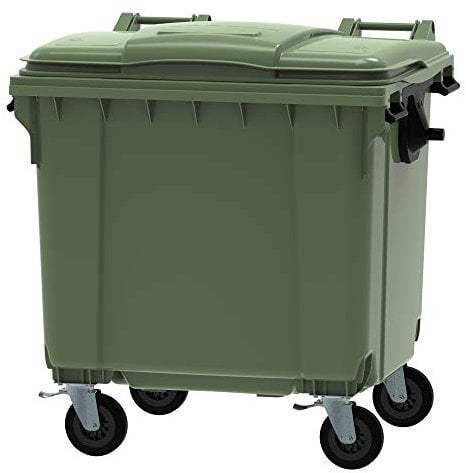 Office Needs Direct Green Wheelie Bin Polyethylene 1100 Litre Wheeled Recycling Waste Bin