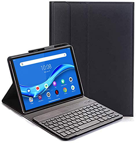 RLTech Clavier étui pour Lenovo Tab M10 FHD Plus, QWERTY Slim PU Housse Détachable Wireless Clavier Keyboard sans Fil Coque pour Lenovo Tab M10 FHD Plus TB-X606F 10.3 Pouce, Noir