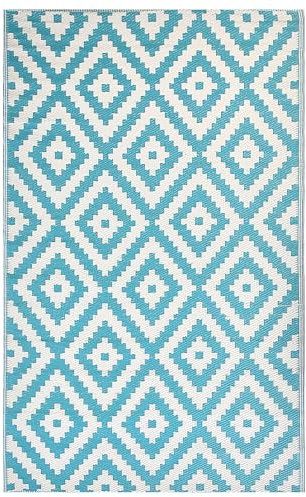 Rechteckiger Outdoor-Teppich mit geometrischem Muster in Blau 120x180 cm Hapur