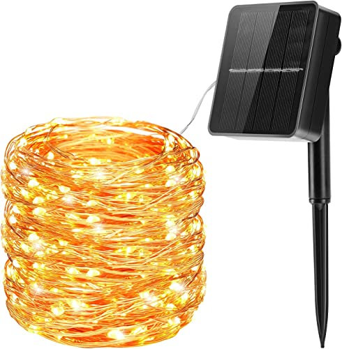 Guirnaldas Luces Exterior Solar, Luz Navidad 24M 240 LED 8 Modos con Función de Memoria y Impermeable IP65, Cadena de Luces para Jardín, Fiestas, Patio, Arboles, Bodas, Festivales - Blanco Cálido