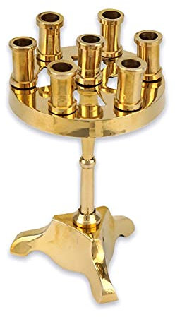 BlessedMart Kleiner orthodoxer Kerzenhalter – 7 Messing-Kerzenleuchter, christlicher Kandelaber, Hausaltar, Gebetsecke, Gold