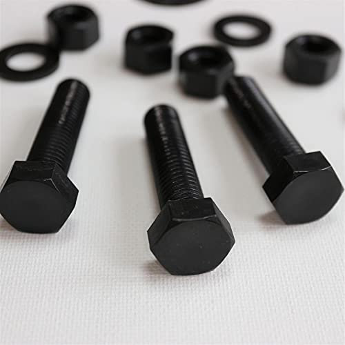 10x Viti a Testa Esagonale Nylon Nero, M12 x 50mm, Dadi e bulloni di plastica, Rondelle, Nylon
