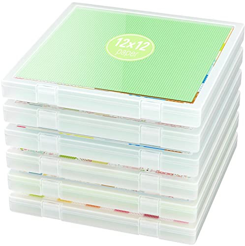 iBune 6 Pack Slim Project Case - 12x12 Paper Storage Box, Portable, Size 12.4 x 12.8 x 1.1 in