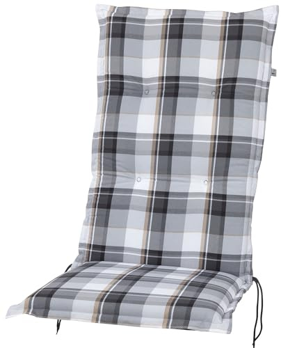 Kettler Polen KETTtex 2401 Auflage Hochlehner Milano grau-braun kariert 120x50x6 cm Polsterauflage