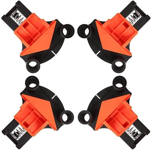 4 Stück Eckspanner, Winkelspanner 90 Grad, Rahmenspanner Set, Zwingen Klemmen & Spanner Klein Rechtwinklige Eckklemme für Holzwerkzeug Profi Eckenspanner Einhandzwingen Gehrungswinkel Kantenzwinge Set