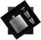 Flasque à alcool personnalisé avec gravure texte – Coffret flasque en inox argenté à graver – Flasque à whisky personnalisable avec entonnoir et verres en inox