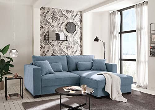 Froschkönig24 Melvin Ecksofa Polstergarnitur Sofagarnitur 200x140 cm Blau