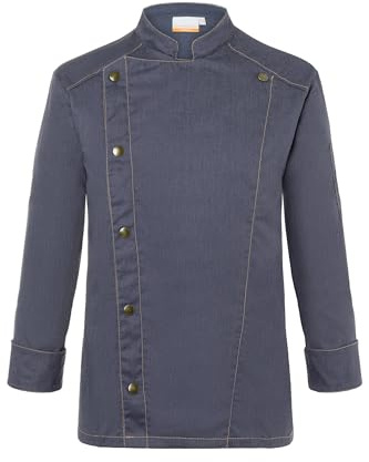 Karlowsky Herren Kochjacke Jeans-Style Druckknöpfe Stehkragen 65% Polyester/35% Baumwolle