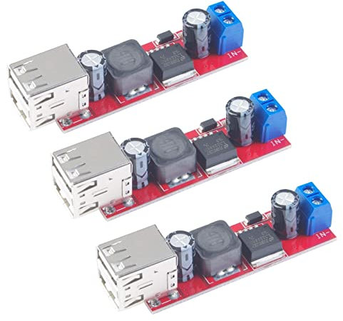 Double USB DC-DC Step Down Converter 6V-40V bis 5V 3A Buck Spannunswandler Charge Power Supply Module (3 Pack)
