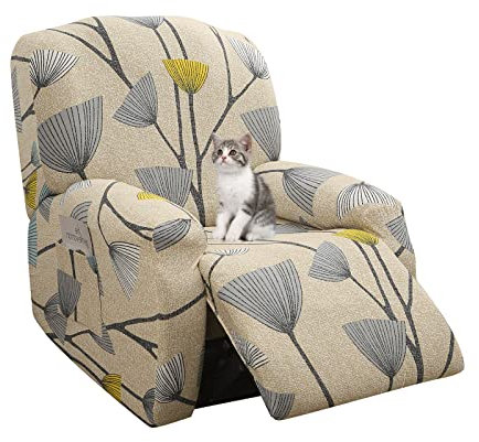 Jaotto Copripoltrona Relax Reclinabile, Fodere Copripoltrona 1 Posto Universal, Modern Copripoltrona Relax Reclinabile Con Bag Lavabile, Coperture via Divano da Massaggio, Beige Leaf