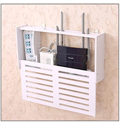 URPIZY Scatola portaoggetti da parete per router WiFi senza trapano, da appendere alla parete, per router WiFi, scaffale per TV, scatola decorativa da parete, 25 x 20 x 9,5 cm