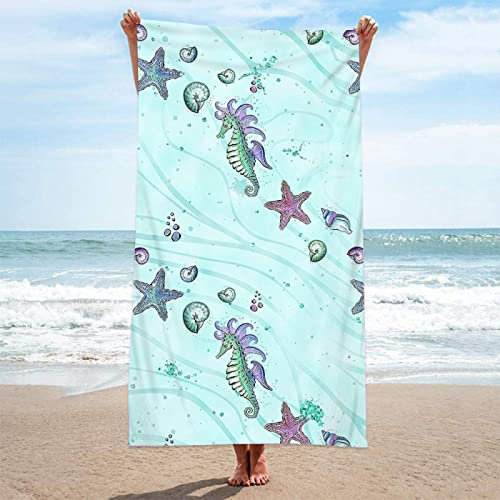 Strandtuch 70X150 Blauer Seestern Mikrofaser Handtuch Beach Towel,Strandlaken,Strandtücher,Picknickdecke wasserdichte Stranddecke, Stranddecke Sandfrei für Strand, Park, Camping, Wandern