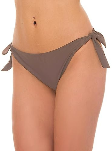 Aquarti Bikinihose Damen mit seitlicher Schnürung – Hüftslip Bikinihosen für Damen in Unifarben, Farbe: Hellbraun, Größe: 40
