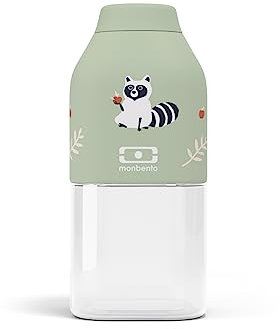 monbento -Trinkflasche Kinder MB Positive S Raccoon 330ml - Auslaufsicher Wasser Trinkflasche Waschbär Perfekt für Schule - BPA Frei