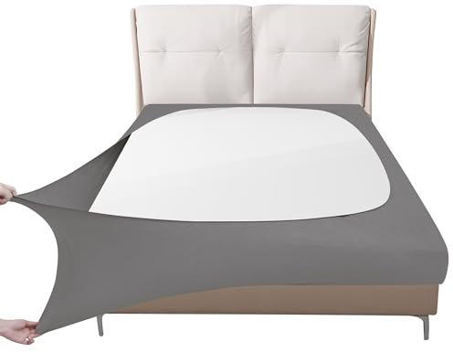 Easy-Going Boxspring-Abdeckung, volle Größe, 4-Wege-Stretch, glatt und elastisch, Wickelband, 4 Seiten, Bettrock, Hellgrau