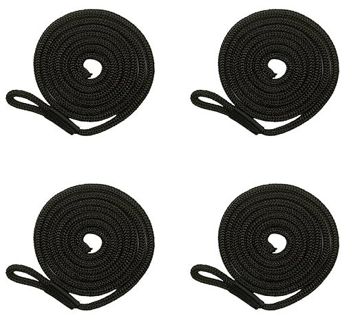 Agaie de Kayak Corde, 4 Pièces Cordon Elastique Amarre, Cordes de Protection pour Bateau, Corde D'Amarrage de Bateaupour Ponton, Jet Ski, Kayak, Canoë, Bateau à Moteur(1.5m*6mm, Noir)