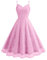 Odizli Glitzerkleid Damen Pailettenkleid Sexy Glitzer Pailletten Spaghettiträger Swing Partykleid Rockabilly 50er Jahre Vintage Cocktailkleid Festliche Party Kurz Ballkleid Abendkleid Rosa S