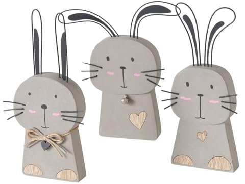 BOLTZE 3X Osterhase Hoppy Beton grau Höhe 20 cm