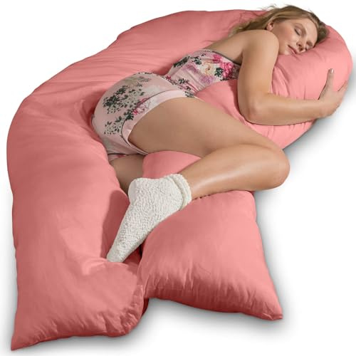 Traumreiter Seitenschläferkissen Jumbo XXL mit Bezug Baumwolle Alt Rosa I Extra hohes und langes orthopädisches Komfortkissen. Schwangerschaftskissen zum Schlafen Stillkissen Kissen. Body Pillow