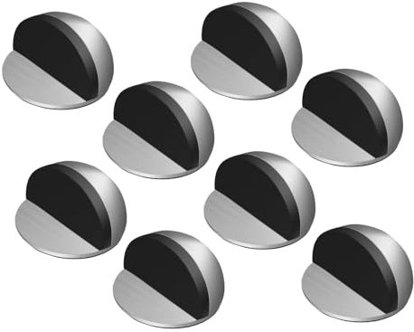 8 Pack Self adhésif Stoppers de porte,bouchons porte sol,bouchons en acier inoxydable caoutchouc,arrêts polies à demi-lune ovale pour la protection du bureau domicile