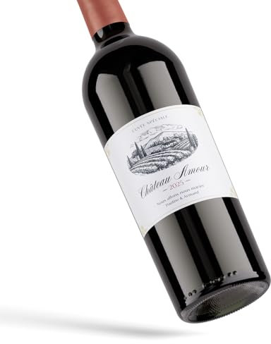 4 etiquetas adhesivas personalizadas para botellas de vino o champán – para tus eventos y anuncios: bodas, compromisos, bautizos, cumpleaños, embarazo, tamaño de 12 x 9 cm