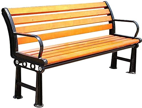 RWRAPS Terrassenbank, Parkbank, Sitzcouch für draußen, Terrassen-, Park- und Gartenbank, Metall-Massivholz-Bank für draußen, wetterfester Verandastuhl, Gusseisenrahmen ()