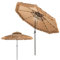 KOMFOTTEU Sombrilla de Playa Ø270/300cm con 33 Luces, Sombrilla Hawaiana de Paja de PE, Parasol de Rafia Inclinable con 8 Varillas, Sombrilla con Doble Techo para Jardín (Ø292 x 252 cm, Con luces)