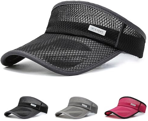Ivedin | Visera Gorra Protector Solar Sport Hombre y Mujer | Visera Ancha Endurecida Muy Resistente | ala Hueca de Malla para Máxima Ventilación | Ajuste Elástico con Cierre Clip (Negra)