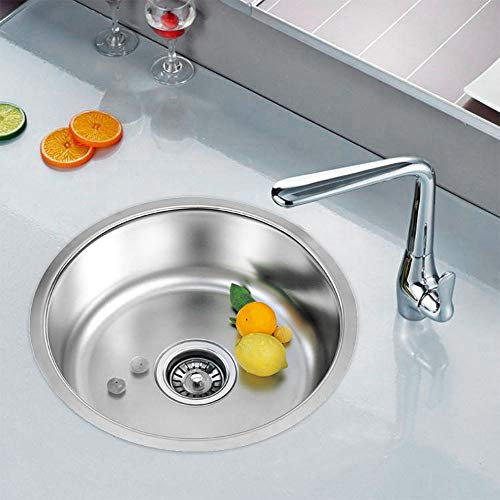 Lavello da cucina Vasca singola in Acciaio Inox Spazzolato,Lavello da Cucina in Acciaio Inossidabile,Lavabo Cucina Incasso,Tondo Quadrato Lavandino con foro per rubinetto (41 * 41 * 20cm)