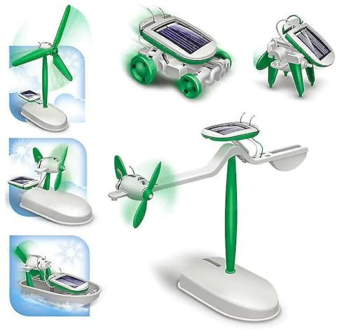 CURIOUS CRAFTS 6 in 1 Educational Solar Kit to Build Robot Toy Car Plane Puppy Airboat Windmill