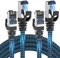 CABNEER Cable Ethernet, Câbles Ethernet Cat 8 5M 2 Pièces, Réseau RJ45 Haut Débit 40Gbps 2000MHz Nylon Tressé Double Blindage Rallonge Ethernet Cat 8 Compatible avec Routeur Modem Décodeur TV