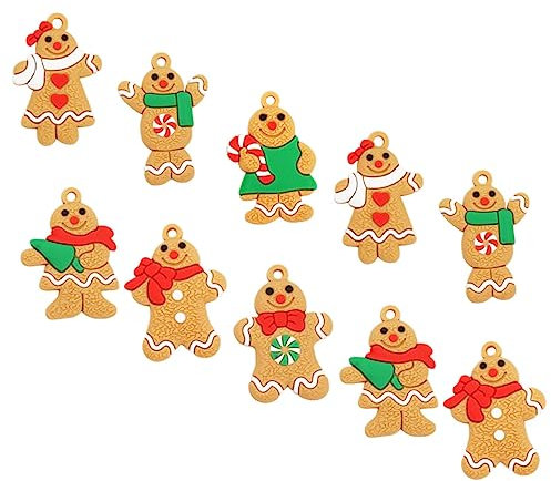 Ciieeo 40 STK Christbaumschmuck weihnachtsdeko Weihnachts anhänger Weihnachtsfest Dekoration hängender Lebkuchenmann Christbaumkugel Kreatives Handwerk Ingwermann aus Plastik PVC