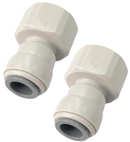 Aczyqws 2 Internally Threaded BSP to 10mm Push Pipe Connector Water Adapter, Water Adapter Filter Pipe Fitting Connector,10mm Push in Water Fittings(White)