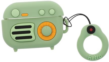 WATIIFUFU Kopfhörerhülle Aus Hochwertigem Silikon Retro Radio Design Mit Schnalle Zum Befestigen An Gürtel Oder Tasche Schützt Vor Feuchtigkeit Kompatibel Für Airpods Pro Ladeöffnungen