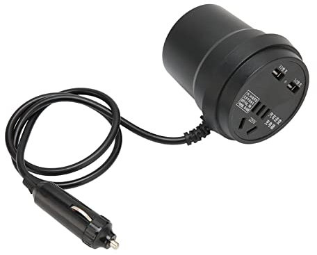 Inversor de Corriente para Automóvil, Inversor para Automóvil Inversor para Automóvil Negro 150 W CC 12‑24 V a CA 110 V‑220 V Convertidor Adaptador de Corriente de 2 Puertos USB