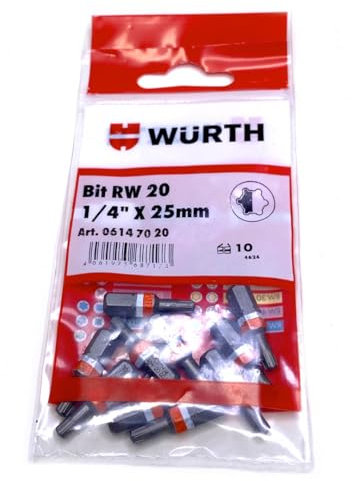 Würth 10x RW® 20 1/4 Zoll x 25mm Bits RW® 20 Antrieb geeignet für Würth ASSY Schrauben 06147020 (10x RW20 Bit)