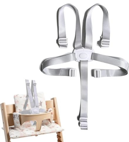 DWFEYOI 1 Stück 5 Punkt Gurt Sicherheitsgurt Hochstuhl Multifunktional Kinderschutzgurt Hochstuhl Gurt für Buggy, Kindersitz, Kinderwagen und Hochstuhl,hauck hochstuhl zubehör,Grau