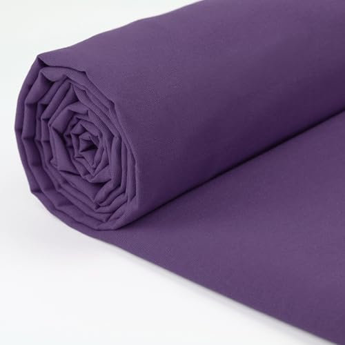 A-Express Tessuto in 100% cotone, larghezza 150 cm, tinta unita, al metro, ideale per trapunte, cucito, sartoria, fodere per tende, borse, biancheria da letto, federe, colore: viola, 1 metro