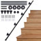 AMLOOPH Hand Rails Stairs, 3.95m Banister Handrails for Stairs, Black Bannister Rail for Stairs Handrail, Wall Mounted Stair Banister Hand Rails with Fittings, Non-Slip Handrails for Outdoor Steps