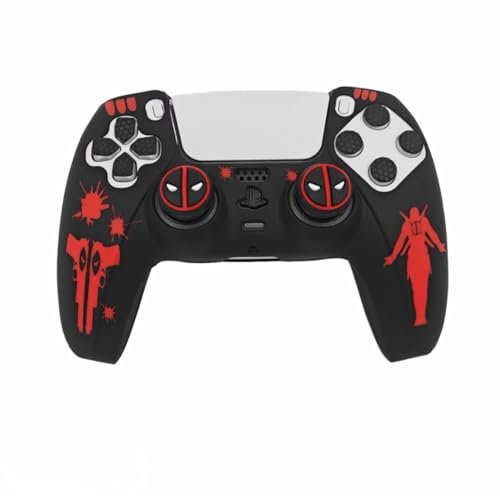 Crazy Diy - Skin per controller PS5, colore: Nero/Rosso, include 2 manopole