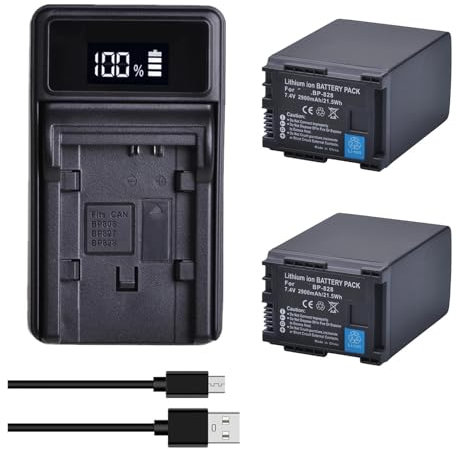 Lithium Battery 2900mAh BP-828 BP828 Battery+LED USB Charger ，Compatible For Canon VIXIA HF G50 HF G60 XA40 XA45 XA75 GX10 HF G20 HF G21 HFG40 XA11XF405