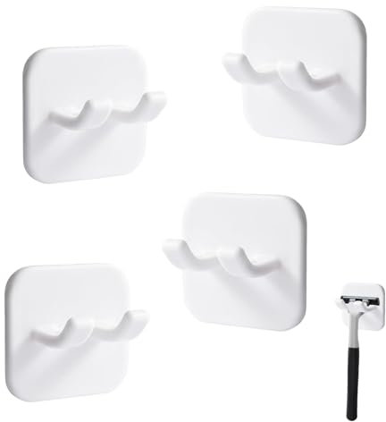 FUSONGQINTANG 4 Stück Rasierer Halterung Dusche Rasierhalter Ohne Bohren Selbstklebende Wasserdichte Halter für Bad Küche Toilette Büro Organizer