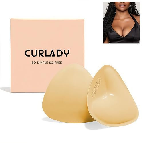 CURLADY Sticky on Bra Inserts, Double Sided Sticky Bra Push up, Strapless Bra Lift Self Adhesive Bra Pads for Backless Strapless Clothing, Wedding, Bikini and Daily Wear,Chicken Fillet Bra Inserts
