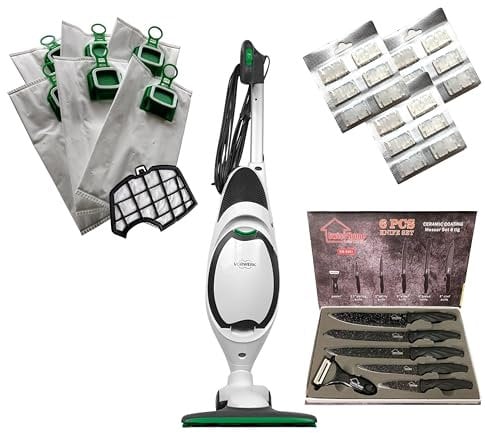 DIERRESTORE Aspirapolvere -FOLLETTO- VK150 NUOVA + SPAZZOLA HD50 - MOTORE da 60.000 giri/min, – COMPRESI: 1 Anno Sacchetti Compatibili + COLTETTI DA CUCINA COMPRESI