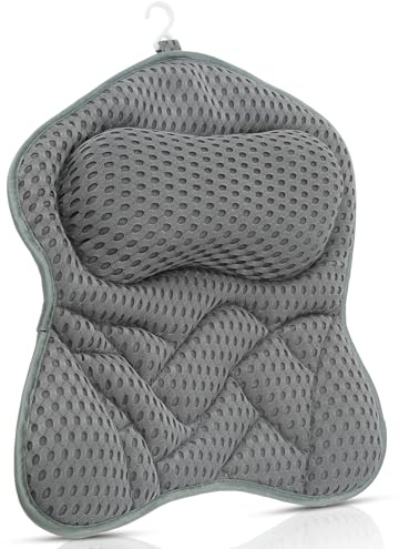 Ergonomisches Badewannenkissen, Badewannenkissen Nacken, Badekissen für Badewanne 4D Mesh Kissen badewanne mit 6 Saugnäpfen Badewannes Zubehör Stützt Kopf Nacken Schultern Rücken für Alle Badewannen