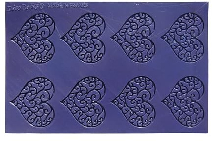Déco Relief - Silikonmatte zur Dekoration von Fliesen mit 8 ineinander verschlungenen Herzen – Form für knusprige Fliesen – Dekoration für Gebäck – 0TU07