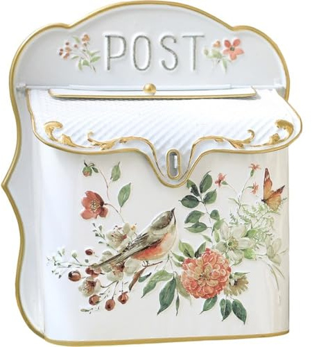 Ericetion Letter Boxes for Outside Post Box Letterbox Wall Mount Vintage Mailbox Mail Boxes/wall Mount Outside Antique Style Nostalgic Decor Metal Mailbox Flower Patter