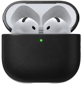 Nomad Custodia per AirPods 4 in pelle Nomad nera, custodia per AirPods 4, compatibile con ricarica Qi e MagSafe